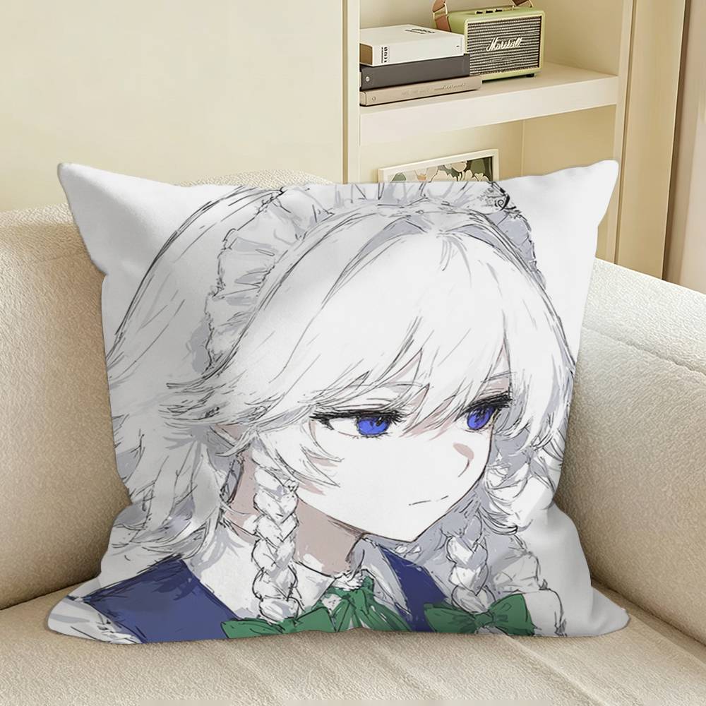 SakuyaS IIzayoi TTouhou Square Sofa Pillow Cover Solid Color Living Room Home Decor Cushion Case