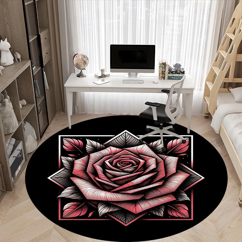 1 шт. Круглый ковер Rose Bloom для офиса, под офисные стулья, в спальню, гостиную, домашний декор, декор комнаты