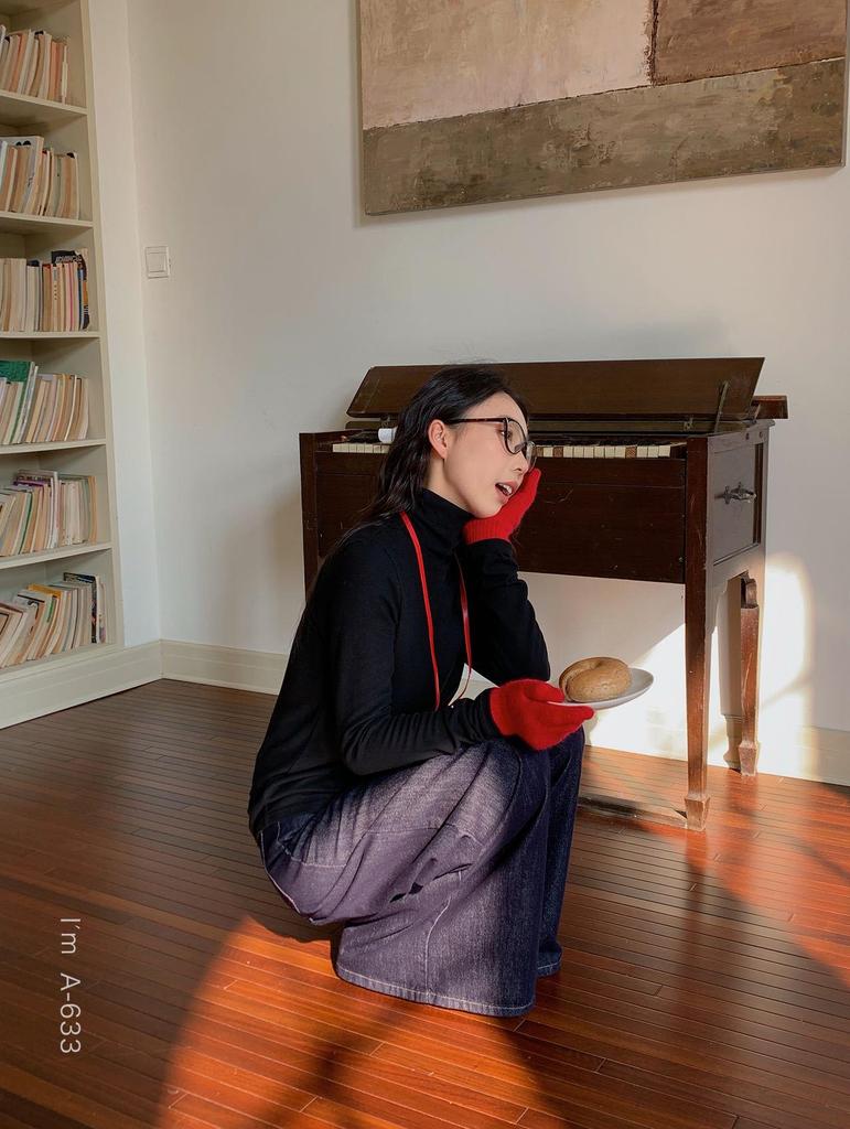 Du Xiaozhai бархатная тонкая теплая рубашка с высоким воротником для женщин - 2024 осень/зима