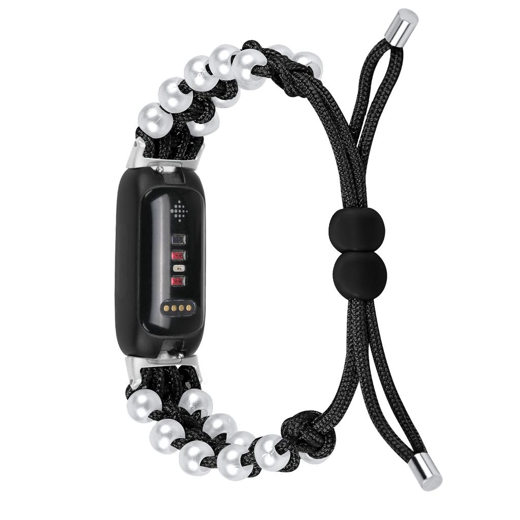 Для Fitbit Inspire 3 Жемчужный Декор Регулируемый Плетеный Веревочный Наручный Ремешок Стильный Ремешок для Смарт-часов