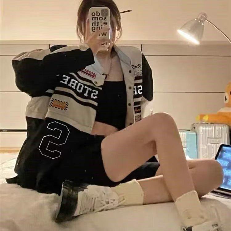 Ретро американская мотоциклетная куртка: Универсальный, Свободный крой, Хип-хоп стиль для мужчин и женщин