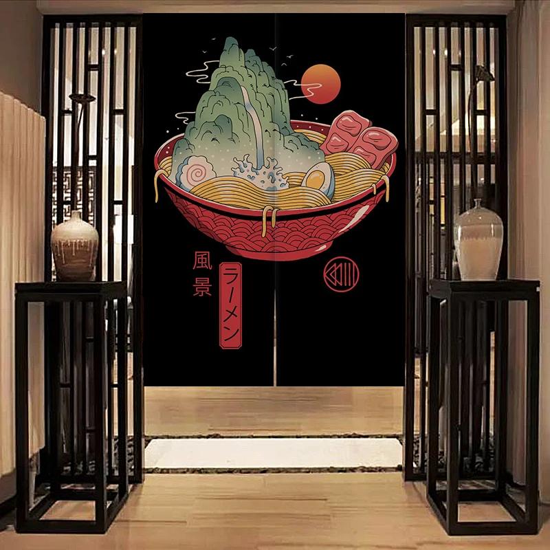 Nordic Door Partition Kitchen Snack Shop Restaurant WartainJapanese Sushi Dharma Fish Door Wartain Printing Bedroom Window
