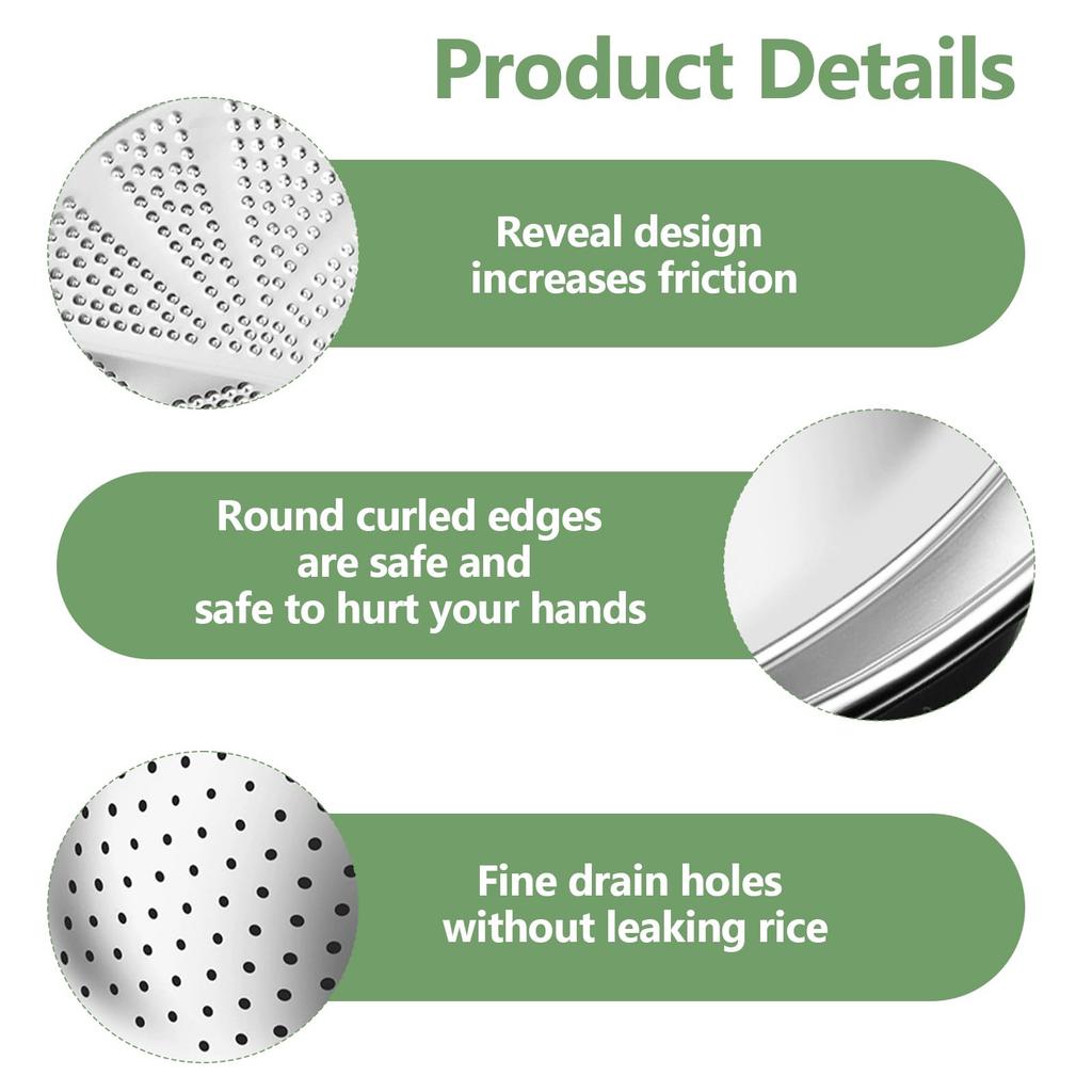 Миска для промывания риса, Дуршлаг для риса с носиком для слива, Дуршлаг для промывания риса, Дуршлаг из нержавеющей стали для киноа, фруктов, злаков, бобов