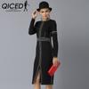Autumn and Winter Knit Dress Women's Mid-length Slimming Bottom Sweater Dress Over The Knee Hip