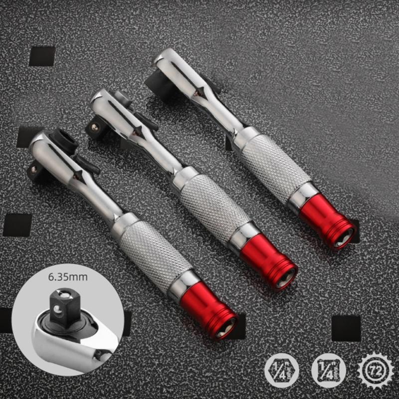 Двухсторонний храповый ключ Инструмент Эргономичная нескользящая рукоятка Привод 1/4" Храповая рукоятка Для использования в домашней мастерской