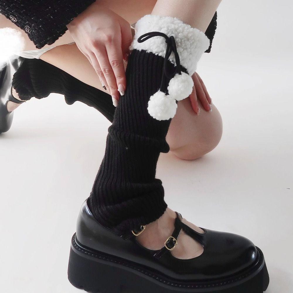 Носки с оборками и бантом, гетры из овечьей шерсти, уникальные вязаные гетры для девочки