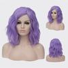 Вьющиеся парики для косплея для женщин, короткие синие, фиолетовые, розовые, зеленые, золотисто-желтые, боковая часть, термостойкое волокно, синтетические волосы