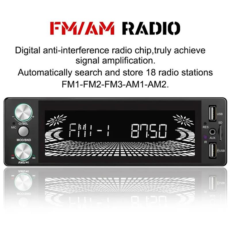 Автомагнитола 1 Din MP3-плеер Автомобильный мультимедийный стереоплейер Автомобильный FM-приемник с AUX-входом