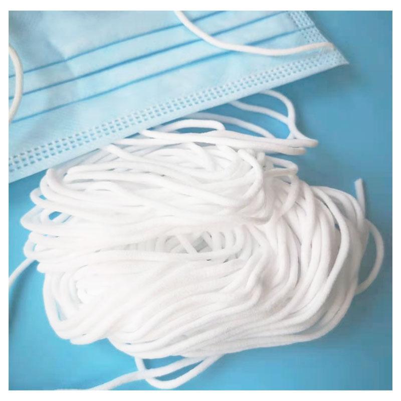 Earloop Round Flat White Thread 3mm 4mm 5mm Band High Strength Spandex Nylon Elastic String Cords for Mask Earloop