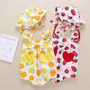 (Курица Кунг Пао)Комбинезон с принтом фруктов для новорожденных девочек, комбинезон, шляпа, боди