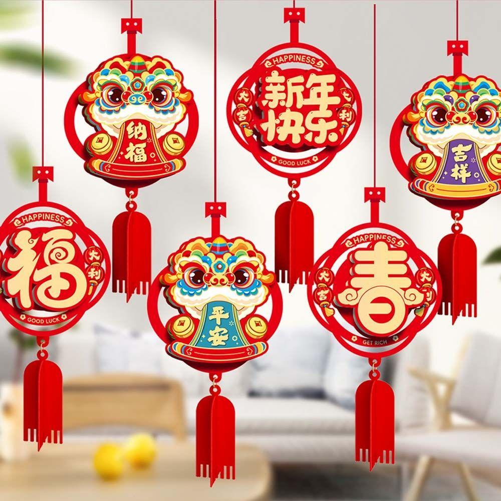 6pcs 3D Chinese Snake Year Pendants Red Spring Festival Supplies Housewarming Mascot
