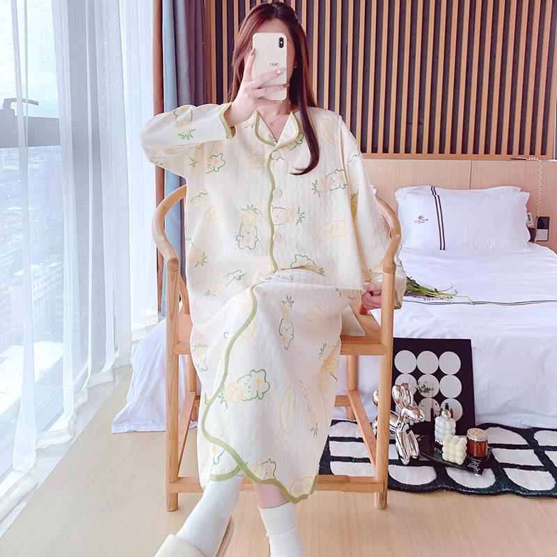 Уютный халат для беременных и ночная сорочка для кормления с нагрудными вкладышами - Теплый кардиган для послеродового периода и платье для послеродового восстановления