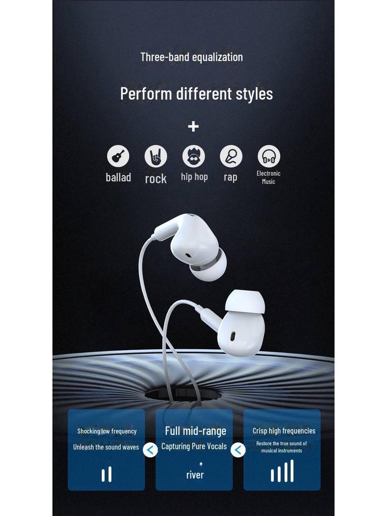 PISEN Наушники-вкладыши с шумоподавлением и микрофоном, проводные 3,5 мм, глубокие басы, двухканальные