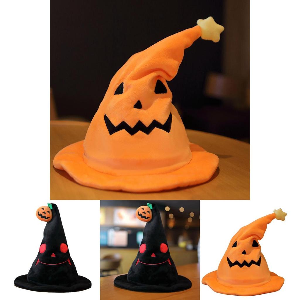 Хэллоуин Электрическая Тыква Шляпа Эльфа Фестиваль Привидений Вечеринка Костюм Плюшевая Игрушка Желтый 30*30*40см Черный 30*30*40см