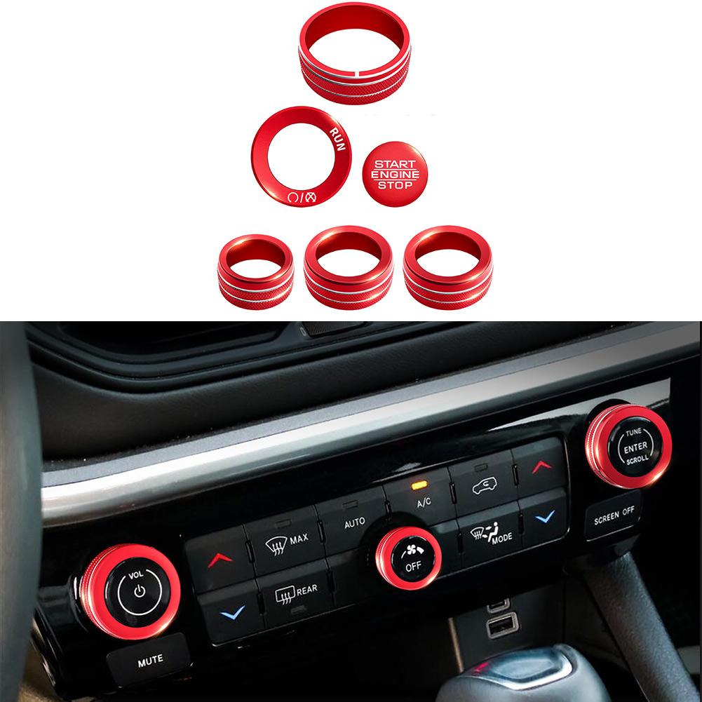 Interior Aluminum Knob Cover Set 6pcs for Jeep Compass 2025 2025 2025 2025 2026 Matching Factory Fit and Metallic Finish