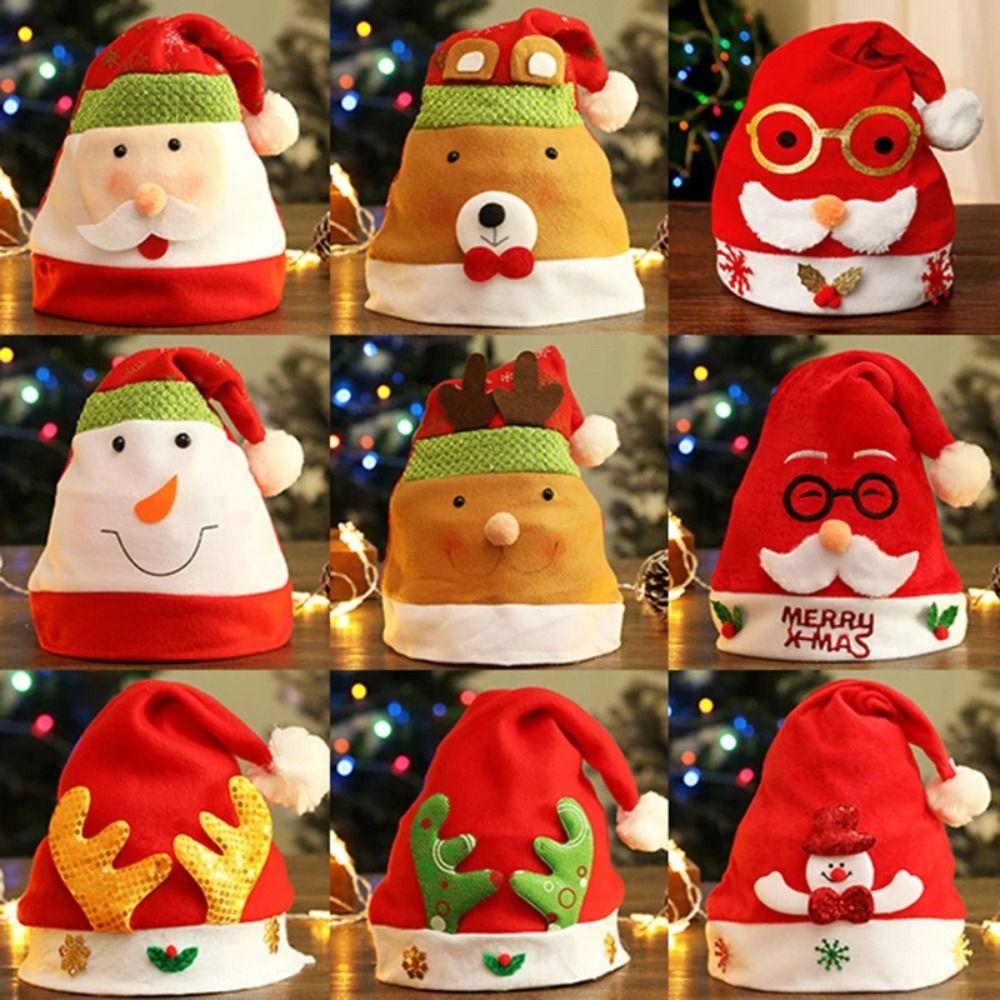 Elk Kids Xmas Arts Hats Santa Claus Santa Snowman Hat Cartoon DIY Christmas Hat Toy Party