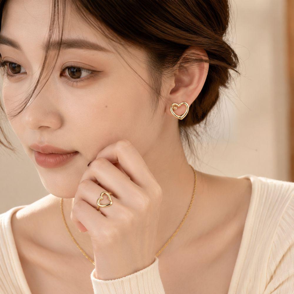 Stainless Steel Heart Necklace Polished Metal Bracelet Bangle Chain Bangle Anniversary Gift