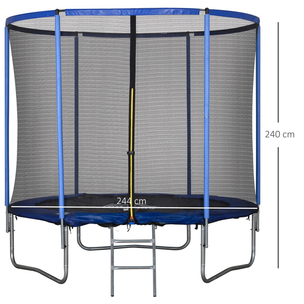 Outdoor Elastic Trampoline, Elastic Mat for Adults for Garden with Safety Net and Padded Edge, Garden and Home Games, diameter 244x240cm