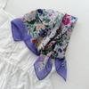 Retro Countryside Small Square Scarf French Artistic Cotton And Linen Scarf Women'S Spring And Autumn Summer Sun Shading And Sun Protection Headscarf