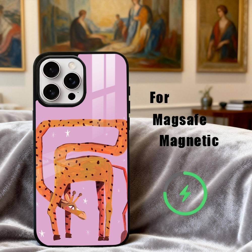 Высокая Жирафа Арт Чехол для Телефона для iPhone 17, 16, 15, 14, 13, 12, 11 Plus, Pro Max Магнитный Для Magsafe Беспроводной Зарядки