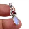Подвеска из натурального радужного лунного камня, граната, стерлингового серебра 925 пробы, 1,25 дюйма, B6w33