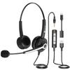 Voistek New Headset USB Binaural Noise Canceling Microphone 3 Ways Plug Headset Applicable To Web Call Remote Telecommunications Online Home Working