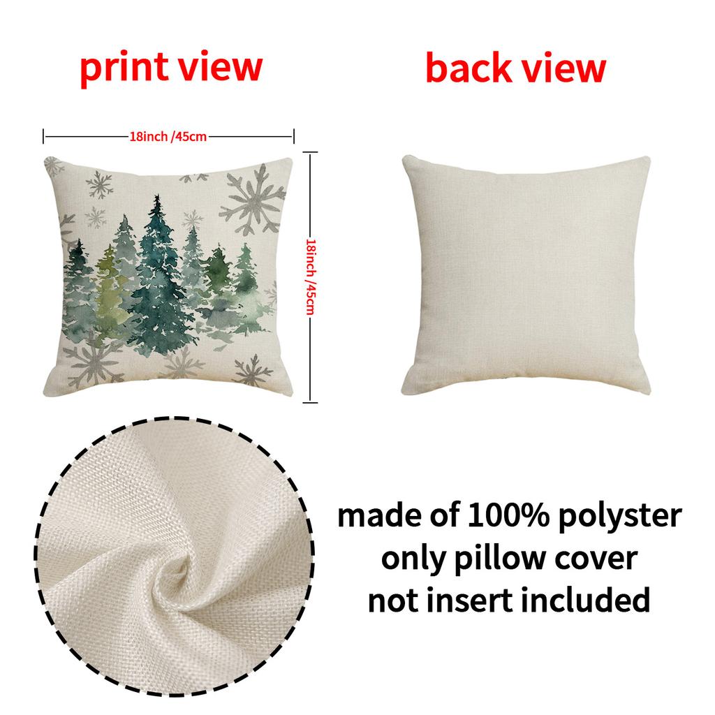 Christmas Pillow Case Christmas Tree Linen Print Sofa Cushion Home Living Room Cushion Combination Pillow