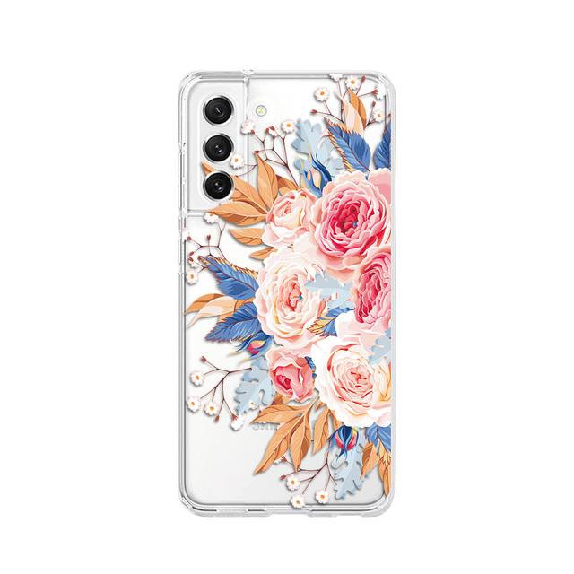 Чехол с рисунком свежих цветов для Samsung Galaxy S22 Ultra S21 S20 Plus Fe Note 20 10 A53 A52 S A32, прозрачный мягкий силиконовый чехол