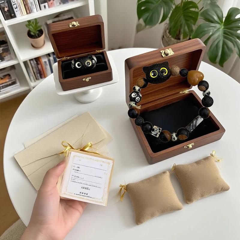1PC New Cute Little Black Cat Bracelet For Women Men Fashion Funny Cartoon Animal Beaded Bracelet Trendy Couple Friend Gifts