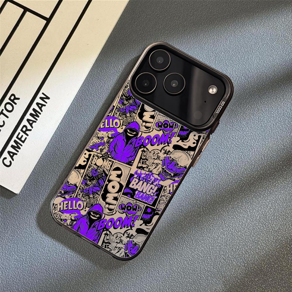 Модный Мультяшный Граффити Чехол Для Телефона Для iPhone 17 16 15 14 13 12 11 Pro Max Air Матовый Лазерный Аврора Ударопрочный Funda