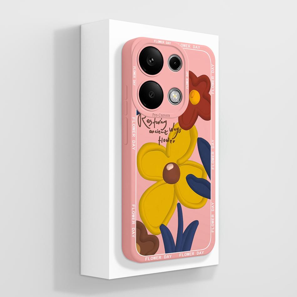 For Poco M6 Pro Case Oil Painting Phone Cover Soft Liquid Silicone Shockproof Bumper For Xiaomi Poco M6 Pro 4G Carcasa Protector