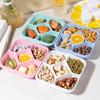 Large Snack Box Container with Divided Serving Lid 5-Compartment Tray Built-in Dip