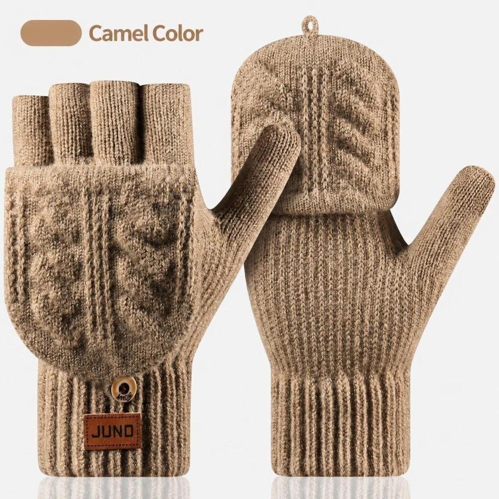 Unisex Winter Cable Knitted Gloves Polyester Blend Women Half Finger Mittens For Work