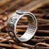Men Ring Retro Style Engraving Sutra Characters Hypoallergenic Adjustable Jewelry Chinese Mythical Animal