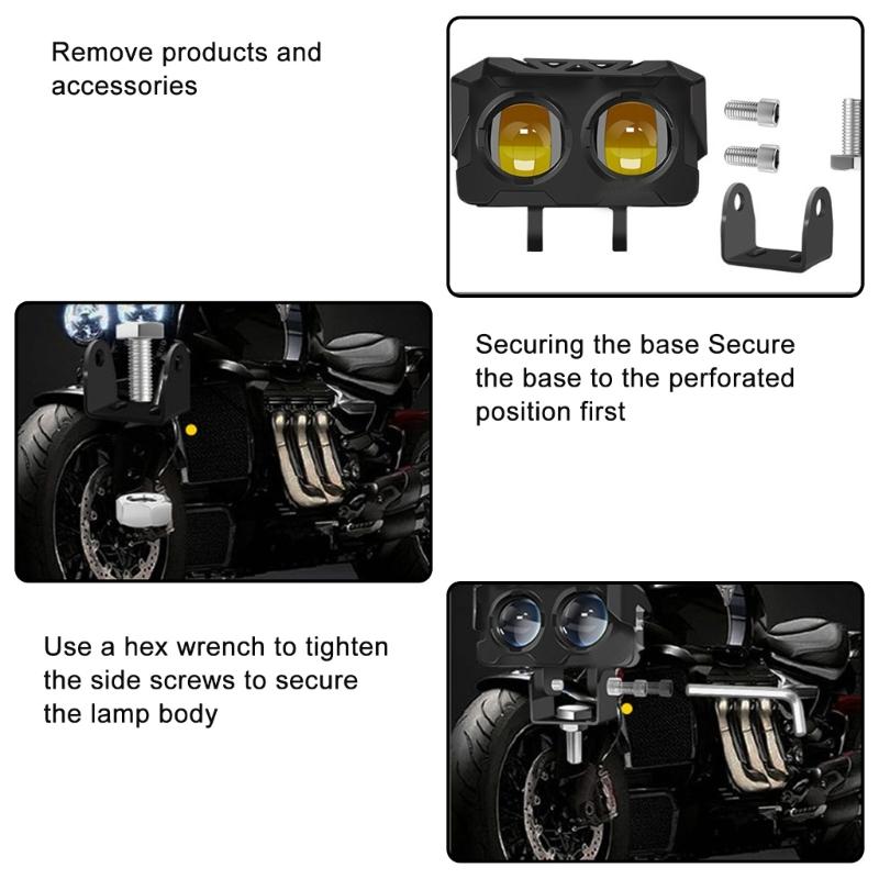 Высокоинтенсивный двухцветный рабочий фонарь для мотоцикла для повышенной безопасности, долговечность в любых погодных условиях и на всех типах местности
