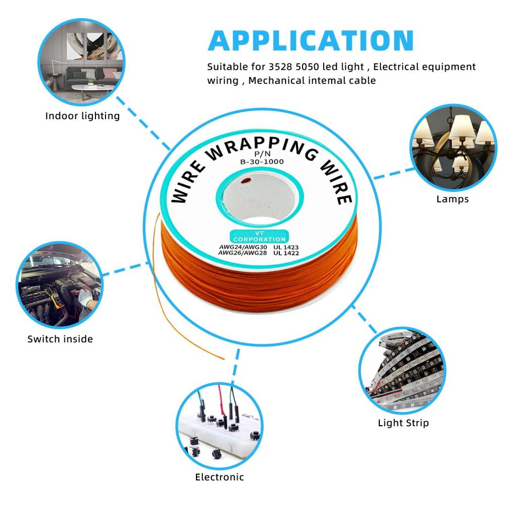 250Meters 30 AWG Wrapping Wire 10 Colors Single Strand Copper Cable Ok Electrical for Laptop Motherboard PCB Solder