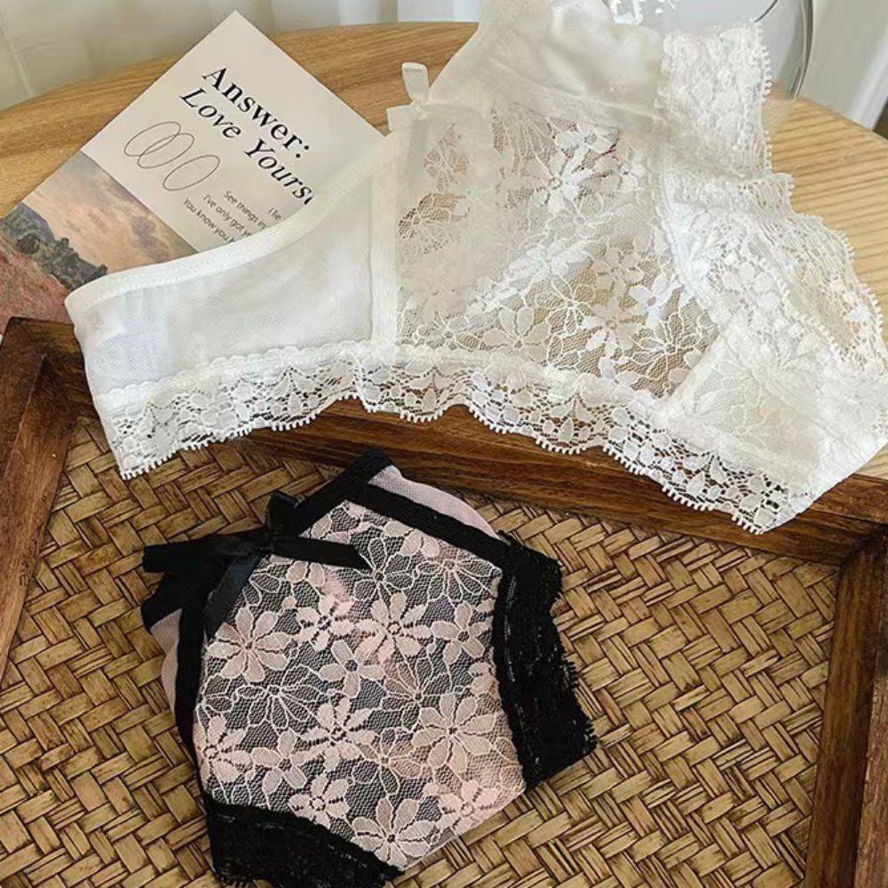 Ruffle Mesh Floral Bowknot Panties Thong Lace Flower Transparent Briefs Comfortable   Girl