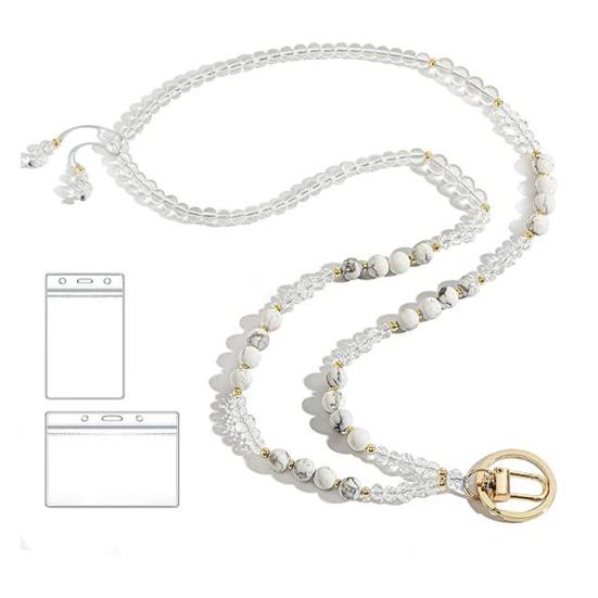 Натуральный камень искусственный кристалл держатель для карт регулируемый шнурок для удостоверения личности женский держатель для бейджа ручной работы из бисера шнурок