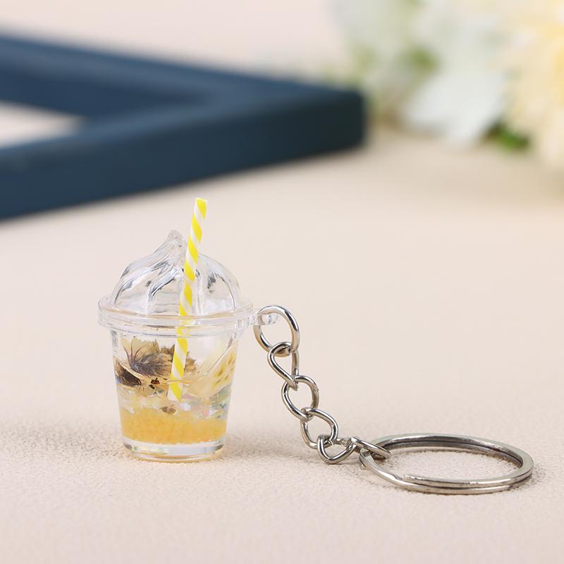 1 шт., креативный мини-светящийся молочный пузырь, чашка чая, брелок для ключей для женщин и мужчин, милая сумка, подвеска, кольцо для ключей от автомобиля, ювелирные изделия, подарки