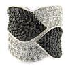 Silver Ring 'Romy' Black White Silver (rhodium) - 20 Mm