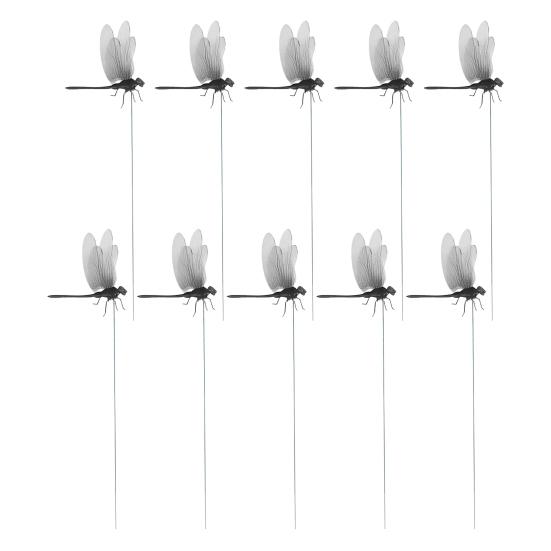 Садовые колышки Стрекоза 3D Большие колышки Стрекоза Вставка для кашпо Украшение стрекоза с палочкой для помещения улицы Оконный ящик Балкон