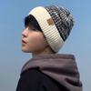 Add Fur Lined Plush Knitted Hat Windproof Warm Beanie Cap Fashion Winter Knitted Hats  Men Women