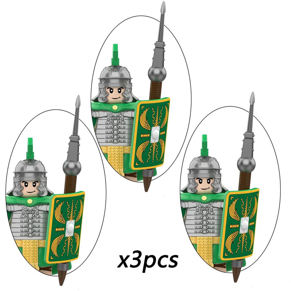 4 Styles Medieval Heraldry Heavy Armor Knight Brick Figures ABS Collectible Ornaments for Teen Adult Military Hobby Enthusiasts