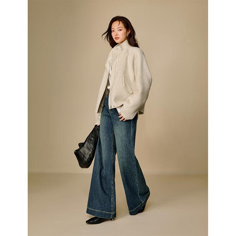 INMAN Women's Pure Wool Double-Faced Short Coat