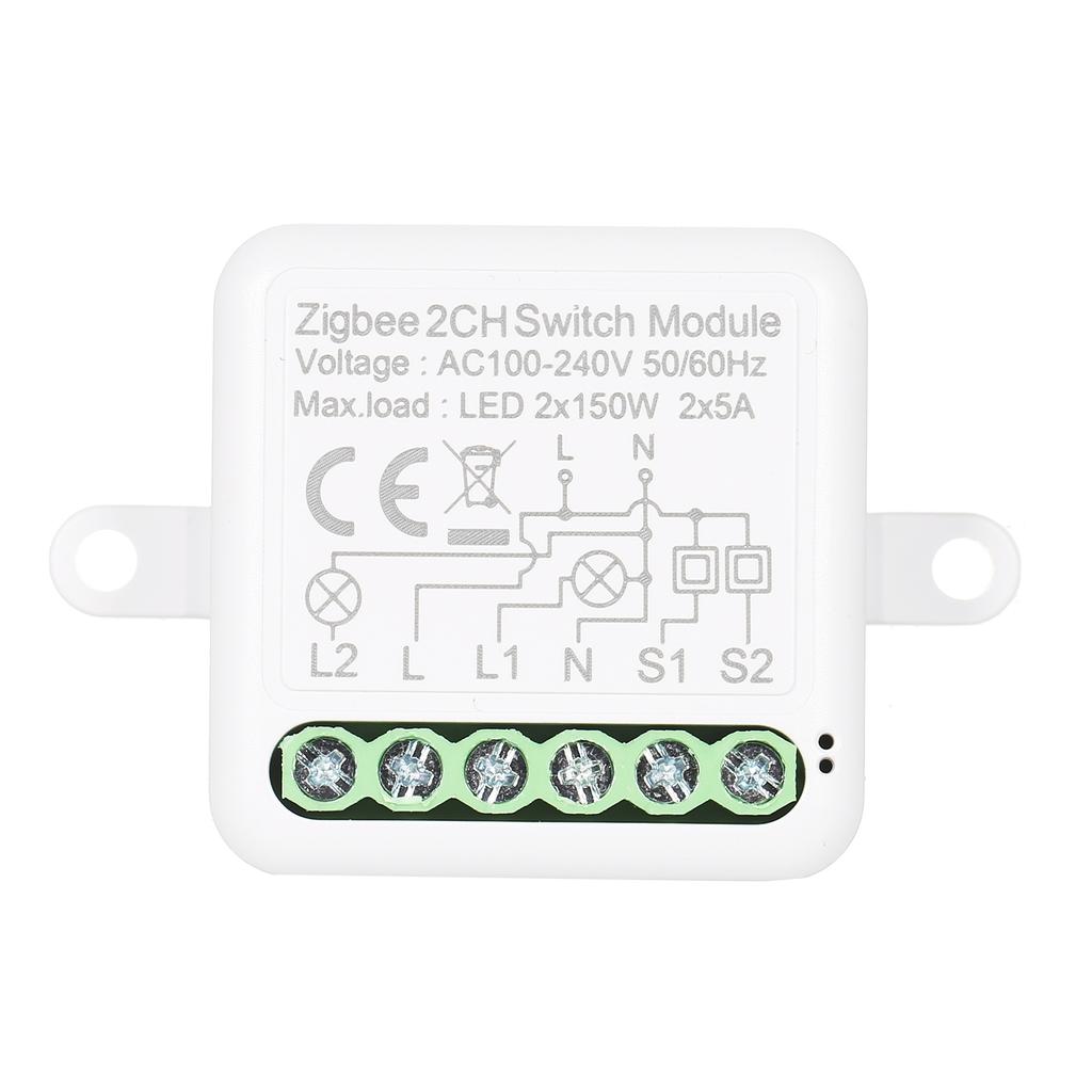 2CH Zigbee Mini Smart Switch Релейный модуль Поддержка 2-стороннего переключателя управления для автоматизации умного дома
