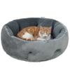 Cat Bed, Reversible Dog Pet Bed for Indoor Cats and Small Dogs, Round Bed with Supportive Bolster, Dark Grey