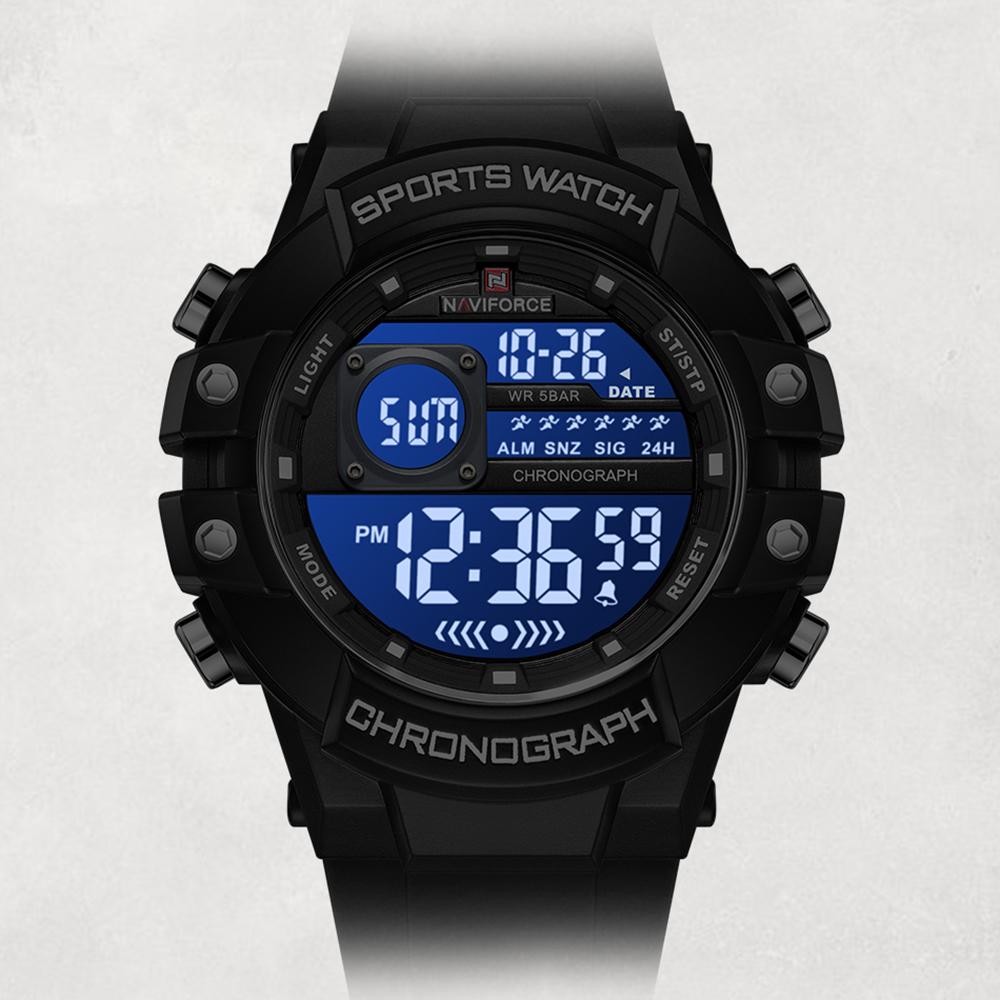 Naviforce Спортивные цифровые часы для мужчин и мальчиков, хронограф, календарь, дата, будильник, водонепроницаемость 50 м, ночной узор, мужские повседневные часы NF6102