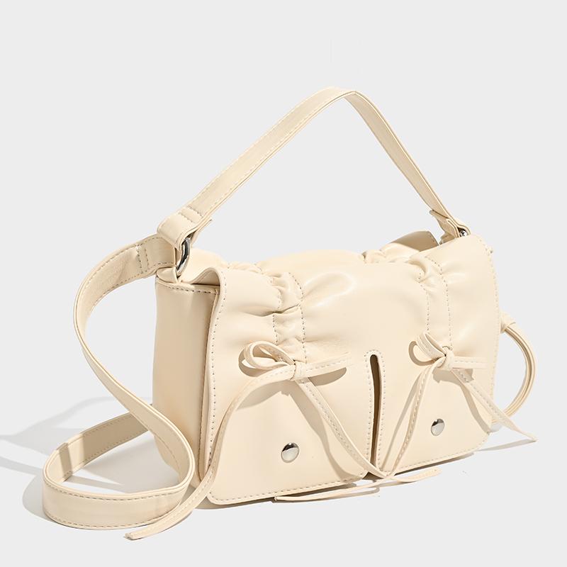 Сумки для женщин, роскошные дизайнерские сумки и кошельки, новые из искусственной кожи с заклепками и бантом, плиссированная сумка через плечо с застежкой под мышкой