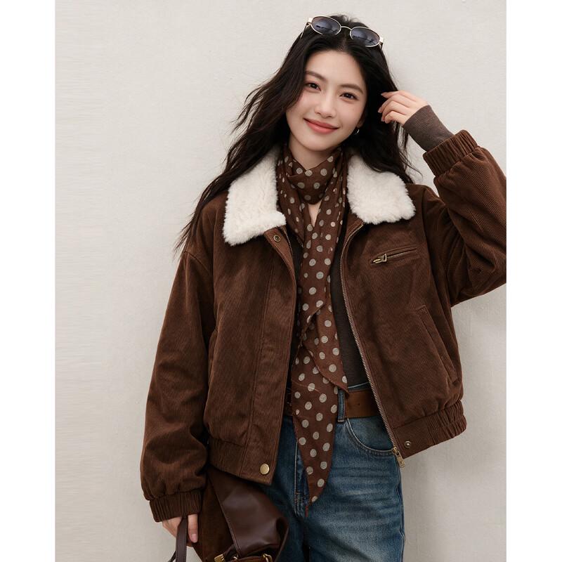 Shangjing Women's Corduroy Padded Jacket