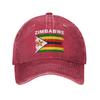 Summer Zimbabwe Flag National Baseball Cap Sun SunProof Custom Logo Washed Trucker Hat FeUnisex Unisex Cool Hippie Snapback Cap